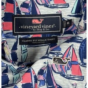 VINEYARD VINES CLASSIC FIT WHALE MENS BOAT‎ PRINT SHIRT SIZE  M